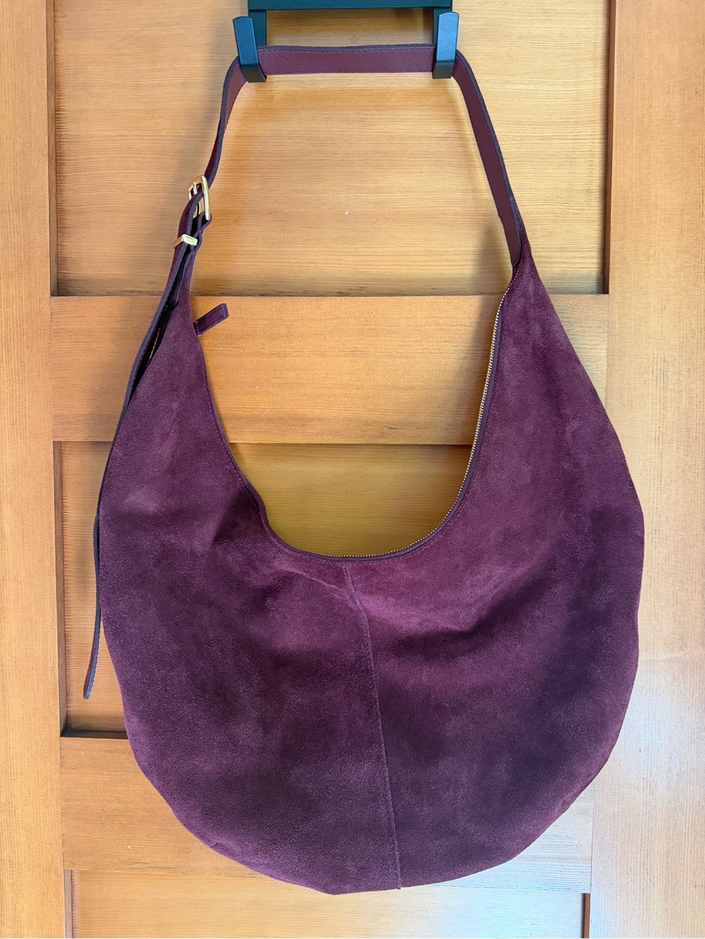 Madewell Essential Curve Shoulder Bag Suede Deep Merlot EUC - Picture 4 of 7